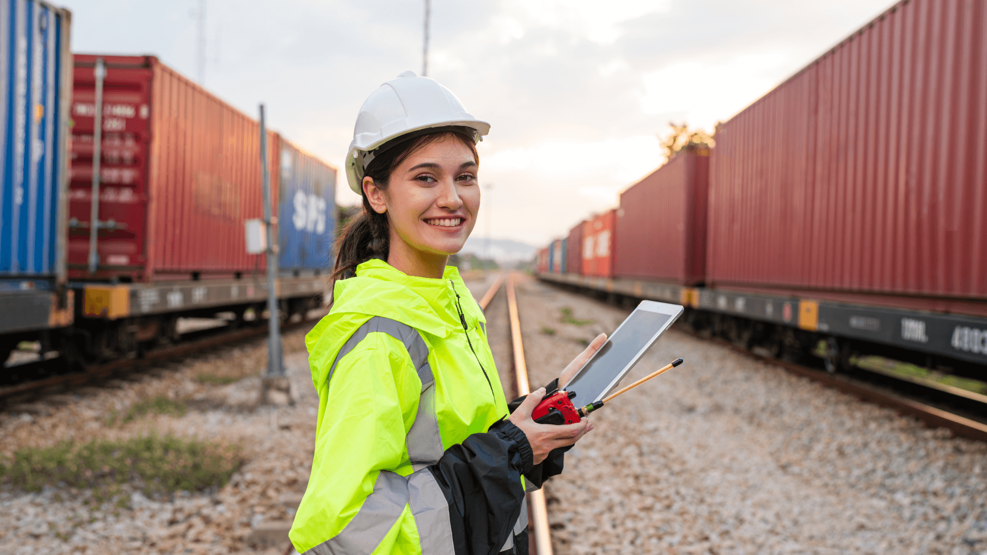 female rail yard worker